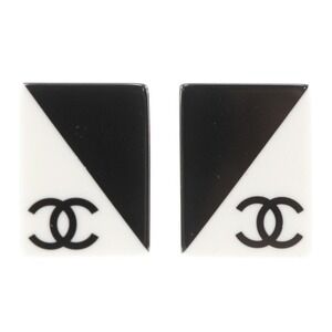 CHANEL Black Logo Earrings